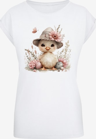 T-shirt 'Süßes Oster Küken mit Hut' F4NT4STIC en blanc : devant