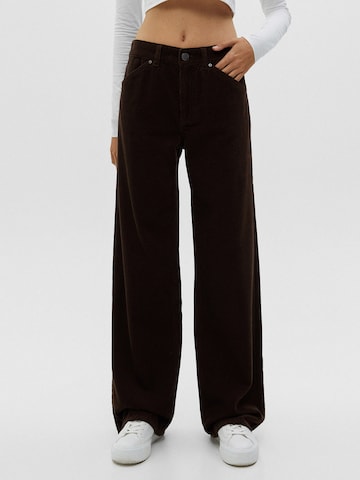 Pull&Bear Wide Leg Hose in Braun