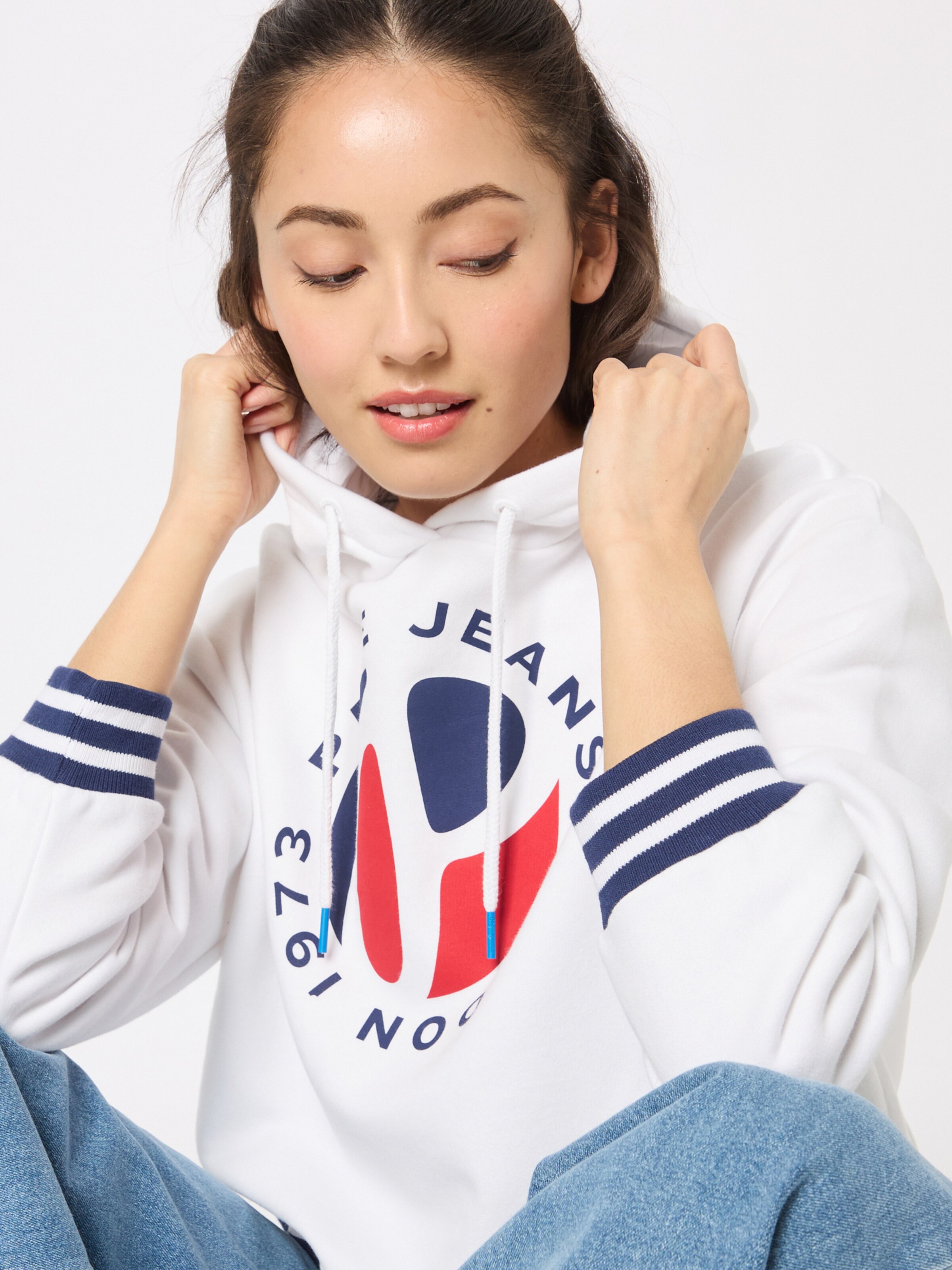 Frauen Sweat Pepe Jeans Sweatshirt 'CHERIE' in Weiß - SN95825 Frauen Sweat Pepe Jeans Sweatshirt 'CHERIE' in Weiß - SN95825