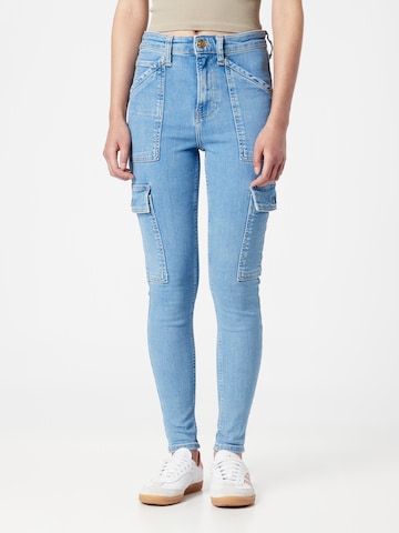 River Island - Skinny Calças de ganga cargo 'AMBER' em azul: frente