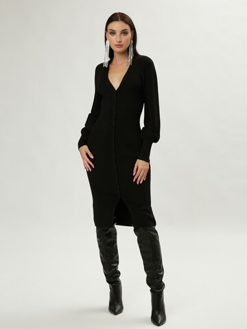 Influencer Pletena obleka | črna barva