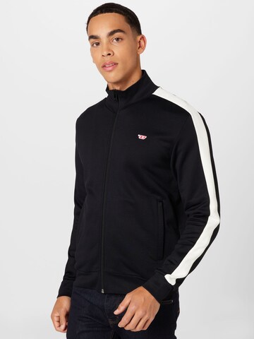 DIESEL Zip-Up Hoodie in Black: front