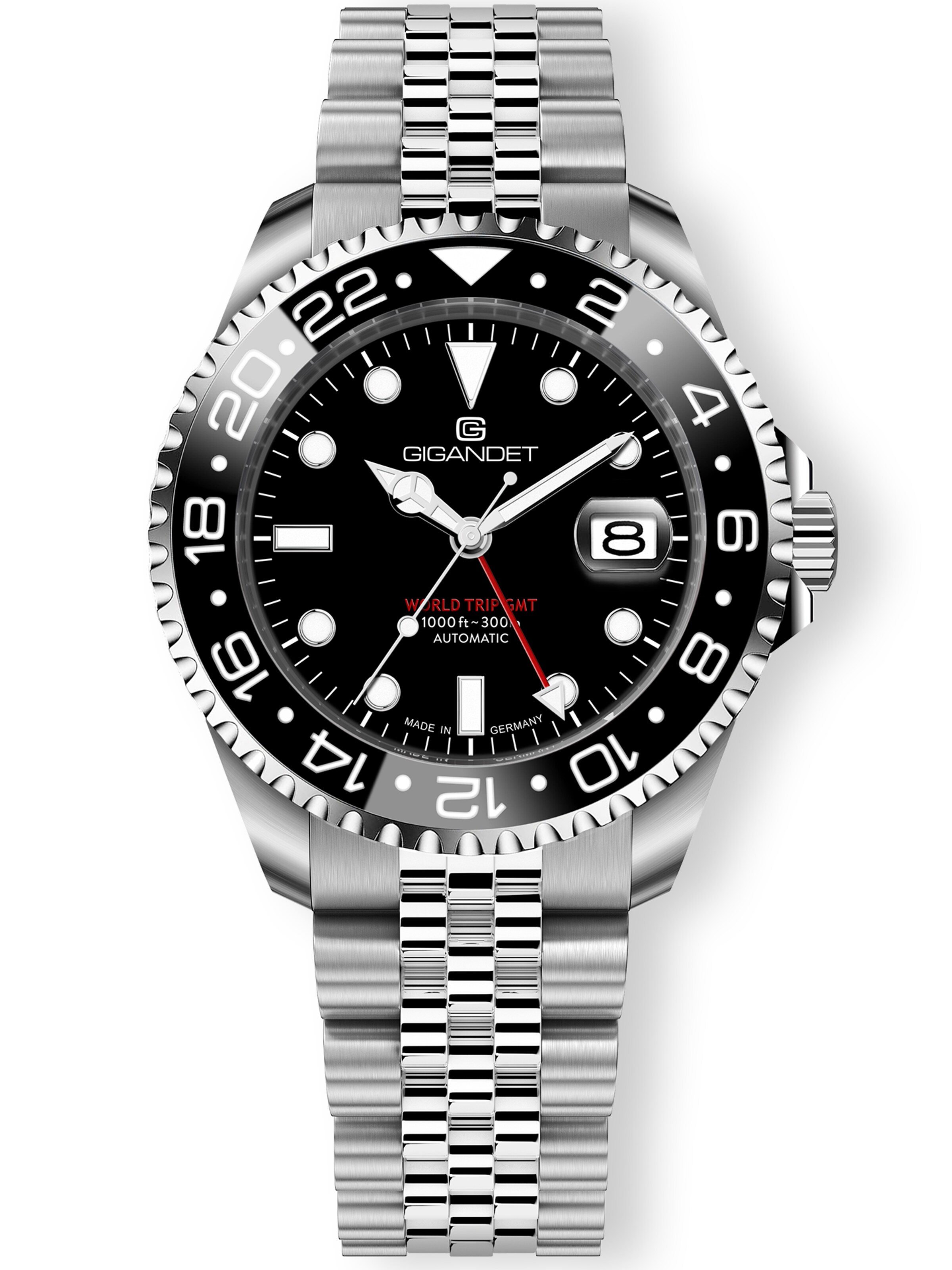 Gigandet Analog Watch 'WORLD TRIP GMT CERAMIC' in Black: front