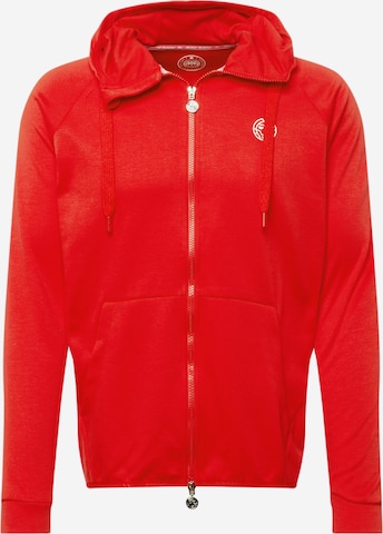 BIDI BADU Athletic Zip-Up Hoodie in Red: front