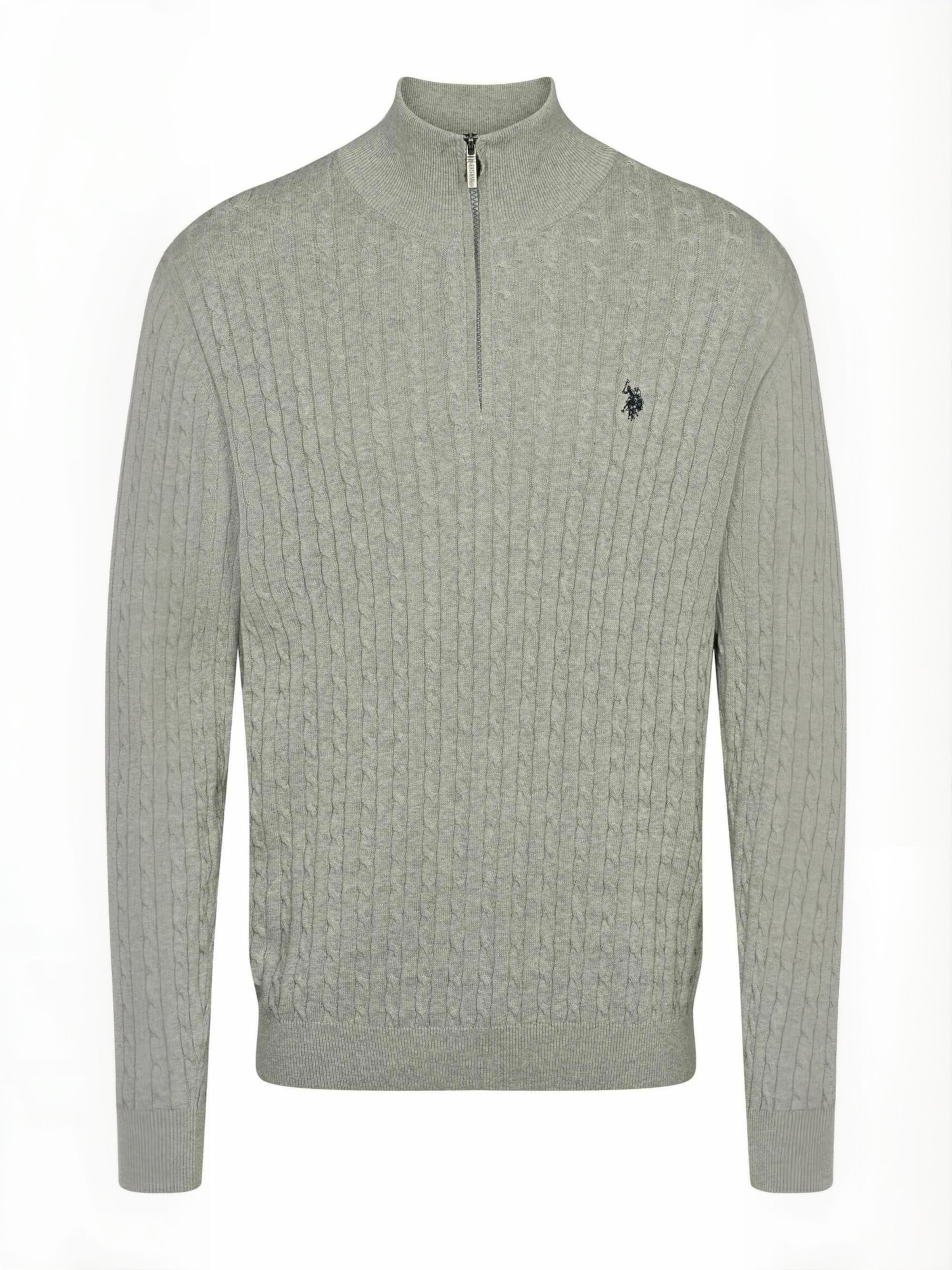 U.S. POLO ASSN. Neulepaita ' UMRomeo Half-zip ' värissä harmaa: etupuoli
