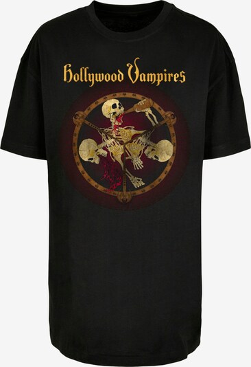 Merchcode T-Shirt 'Hollywood Vampires - Drink Fight Puke' in creme / hellbeige / weinrot / schwarz, Produktansicht