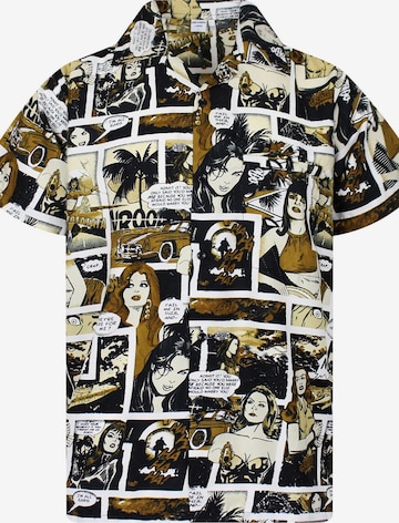 King Kameha Shirt 'Comic' in Braun: Vorderseite