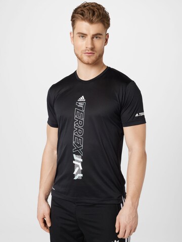 ADIDAS TERREX Funkcionalna majica 'Agravic' | črna barva: sprednja stran