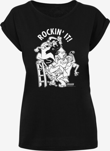 F4NT4STIC Shirt 'Rockin' It Christmas' in Zwart: voorkant