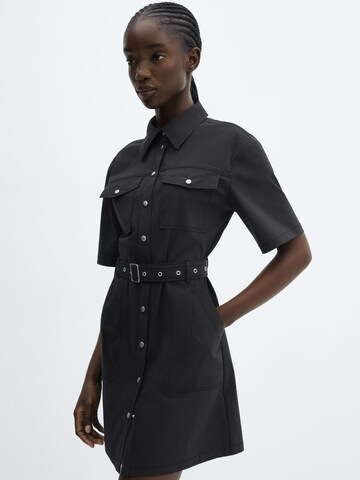 MANGO Shirt Dress 'Corintio' in Black: front