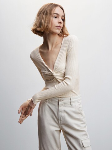 MANGO Sweater 'RISU' in Beige: front