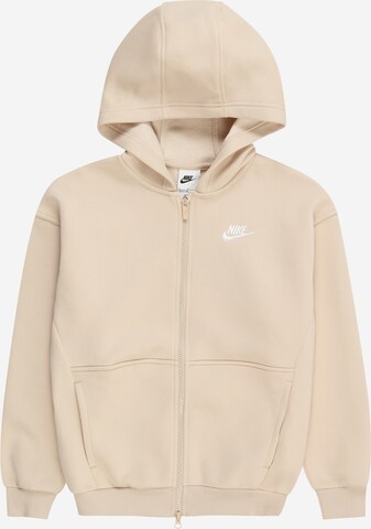 Veste de survêtement Nike Sportswear en beige : devant