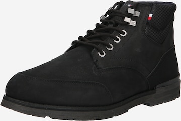 TOMMY HILFIGER - Botas con cordones en negro: frente