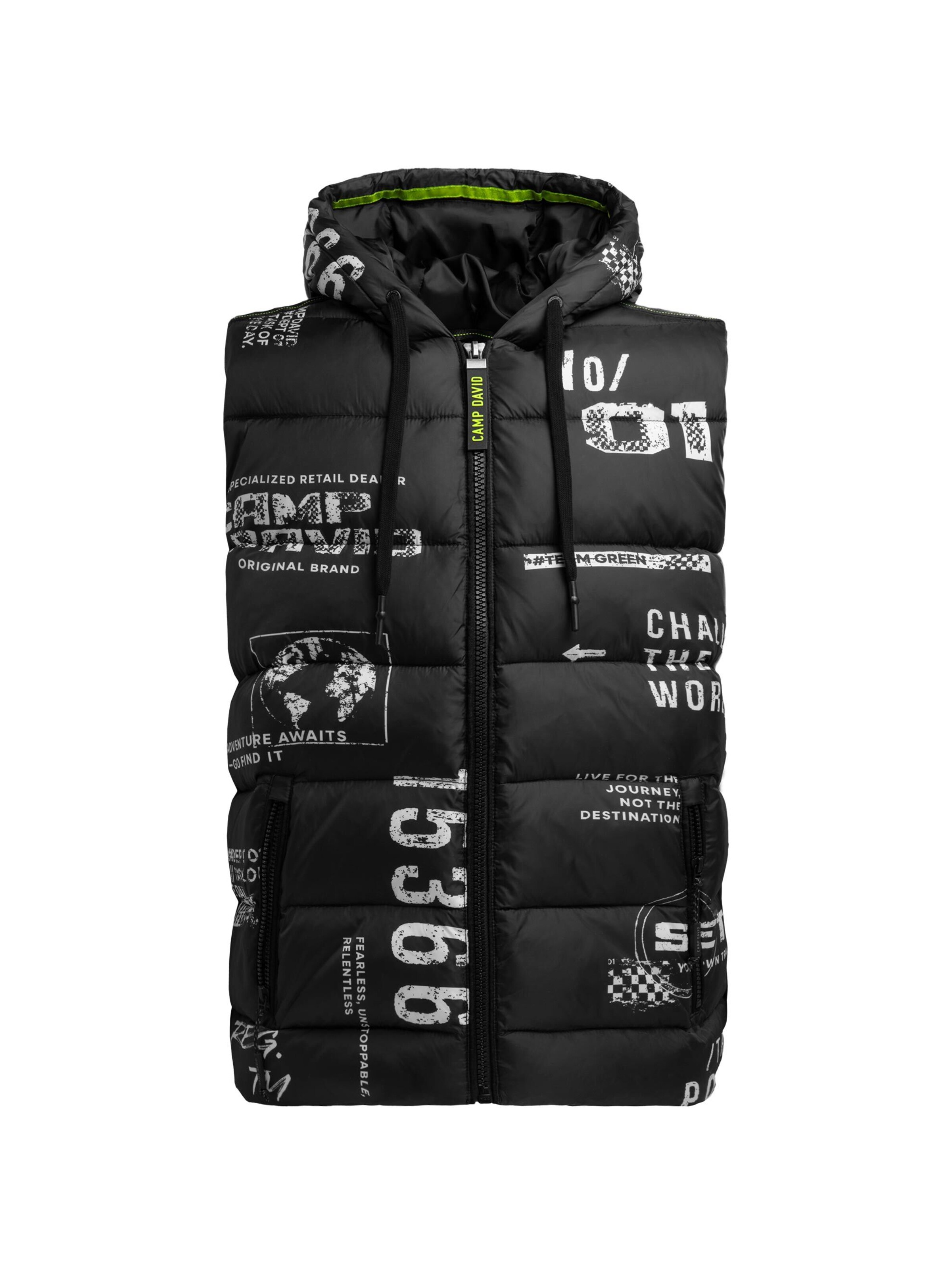 CAMP DAVID Vest in Black: front