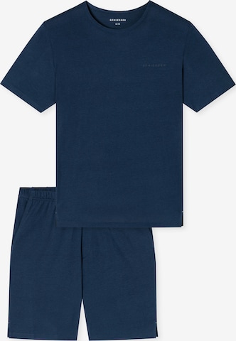 SCHIESSER Pyjama kort 'Modern Bonded' in Blauw: voorkant