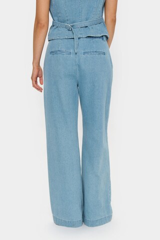 SAINT TROPEZ Wide leg Bandplooibroek 'JaclynSZ' in Blauw