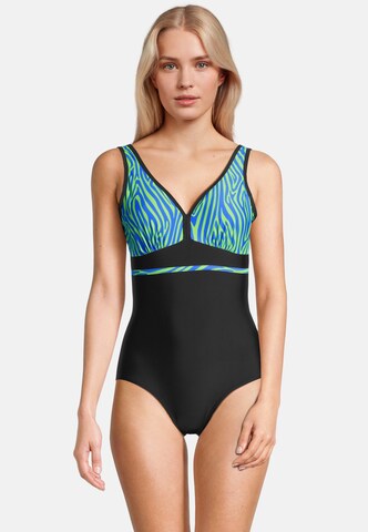 BECO the world of aquasports Bustier Badeanzug 'Zebra Vibes' in Blau: Vorderseite