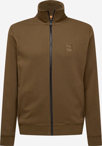 BOSS Zip-Up Hoodie 'Zestart' in Green: front