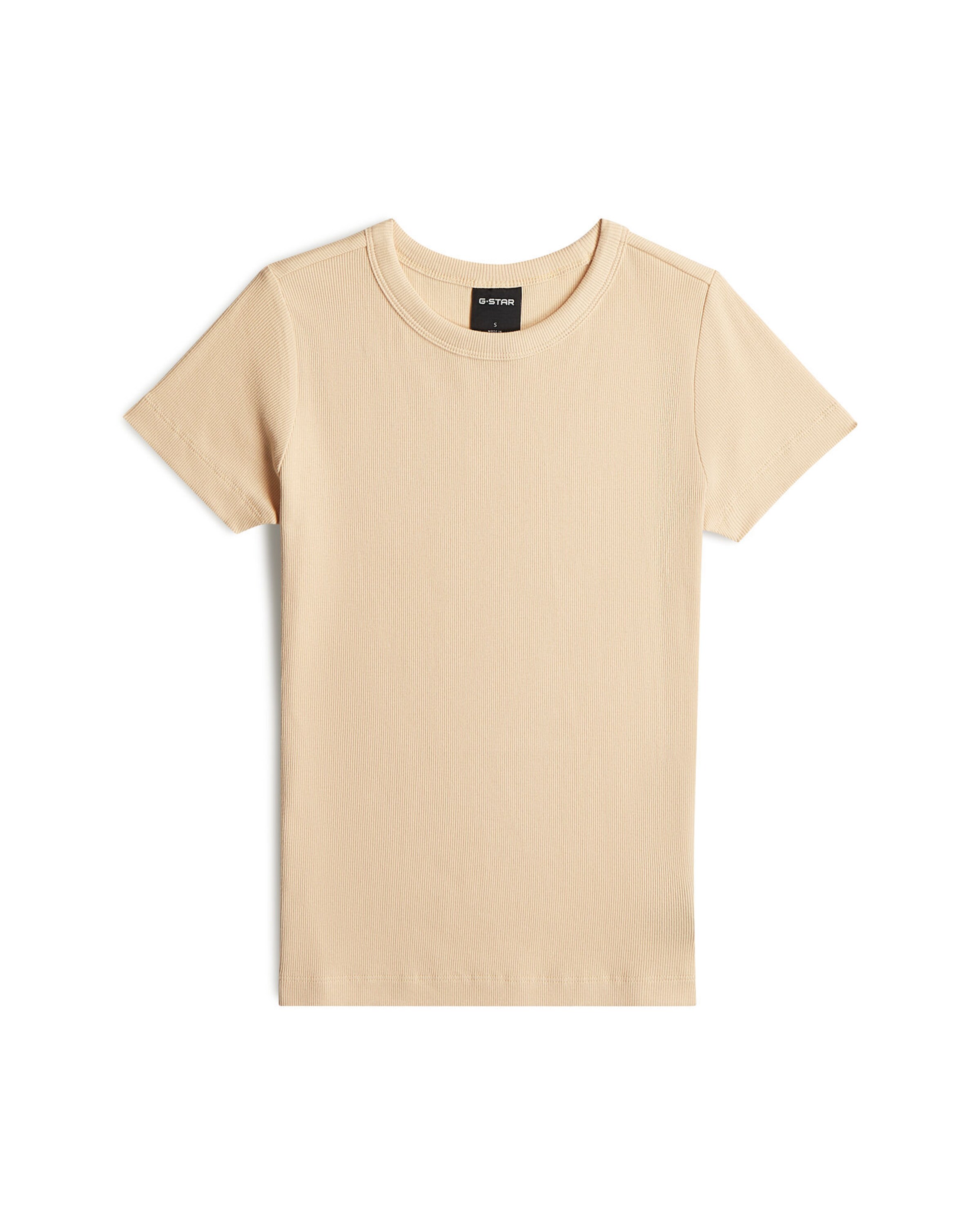 G-STAR Shirt 'Slim Rib T-Shirt' in Beige: voorkant