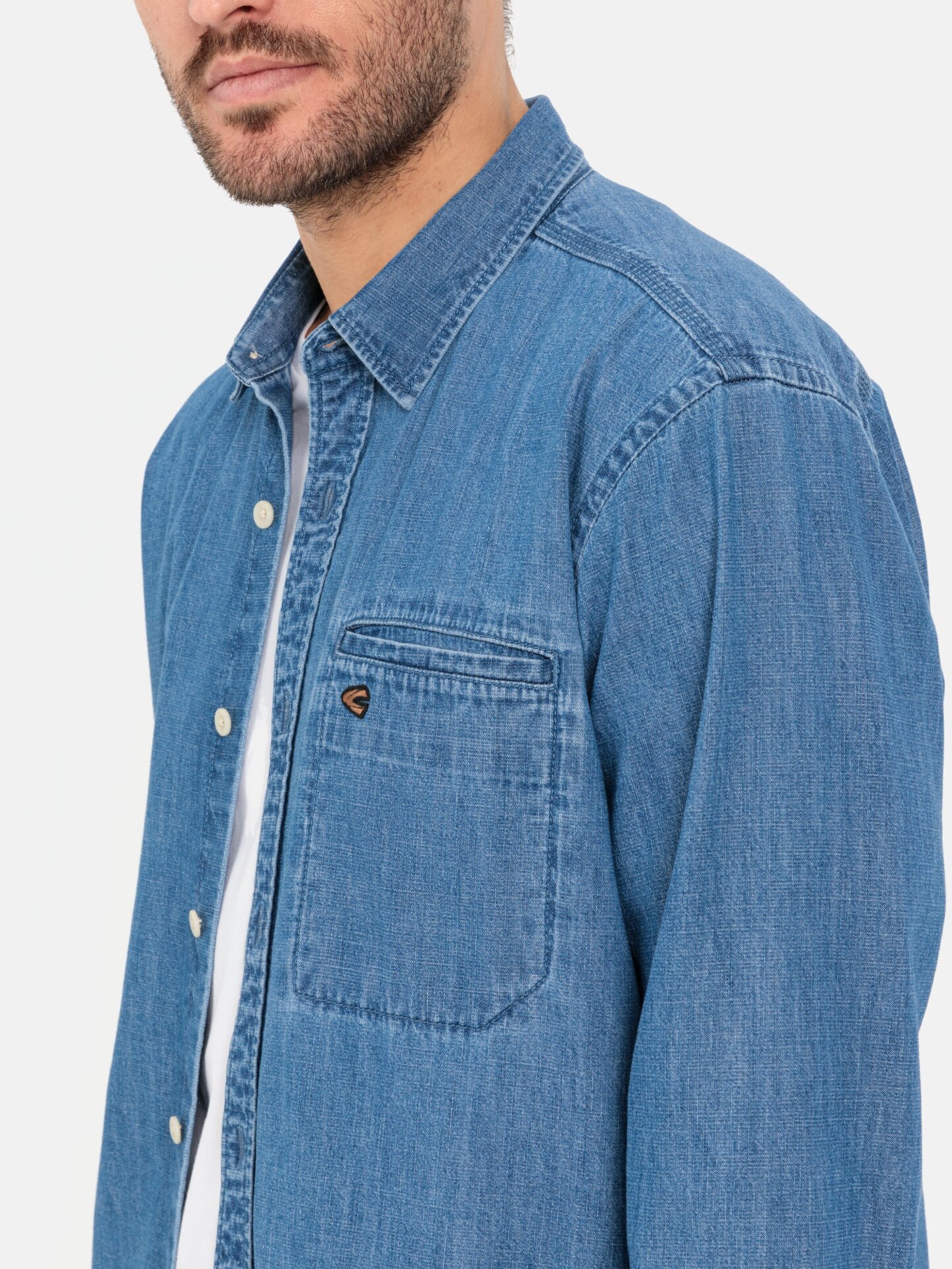 CAMEL ACTIVE Regular Fit Jeanshemd aus reiner Baumwolle in Blau