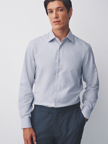 Next Slim fit Button Up Shirt in Grey: front