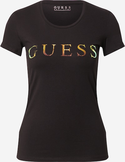 GUESS Majica | temno rjava / rumena / meta / oranžna / črna barva, Prikaz izdelka