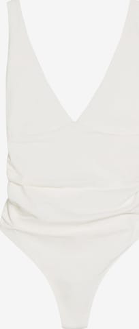 BershkaBodi majica - bež boja: prednji dio