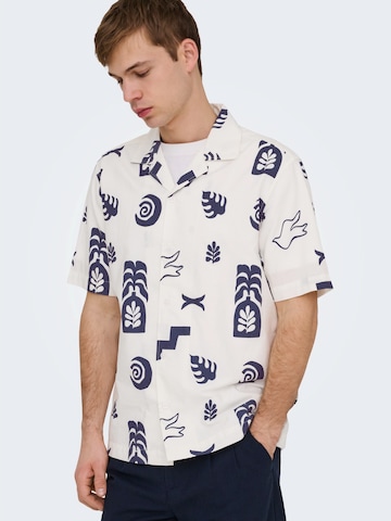 Only & Sons Regular fit Button Up Shirt in Beige