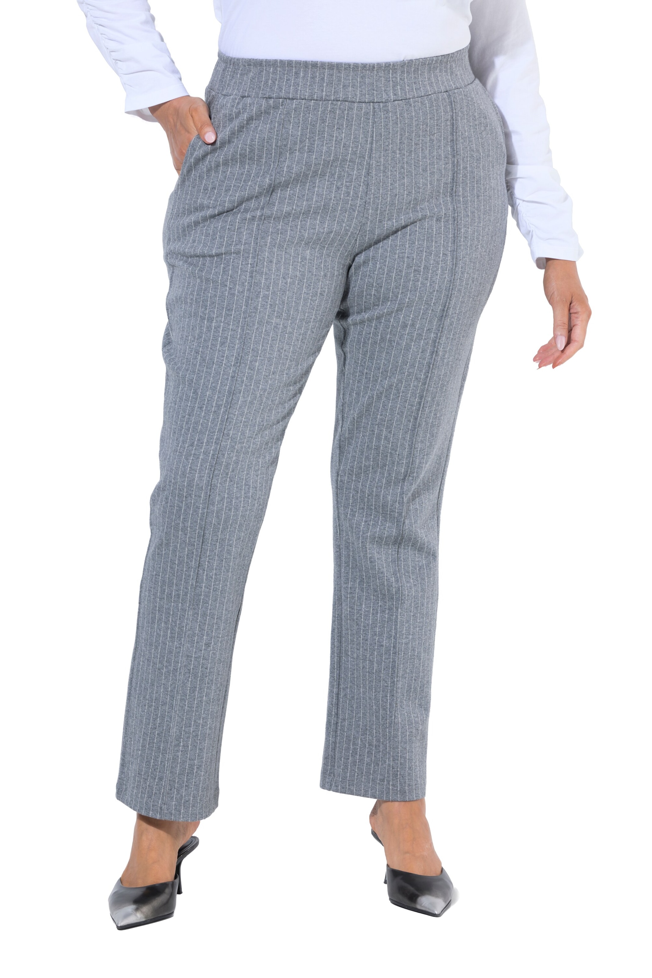 Ulla Popken Regular Pantalon in Grijs: voorkant