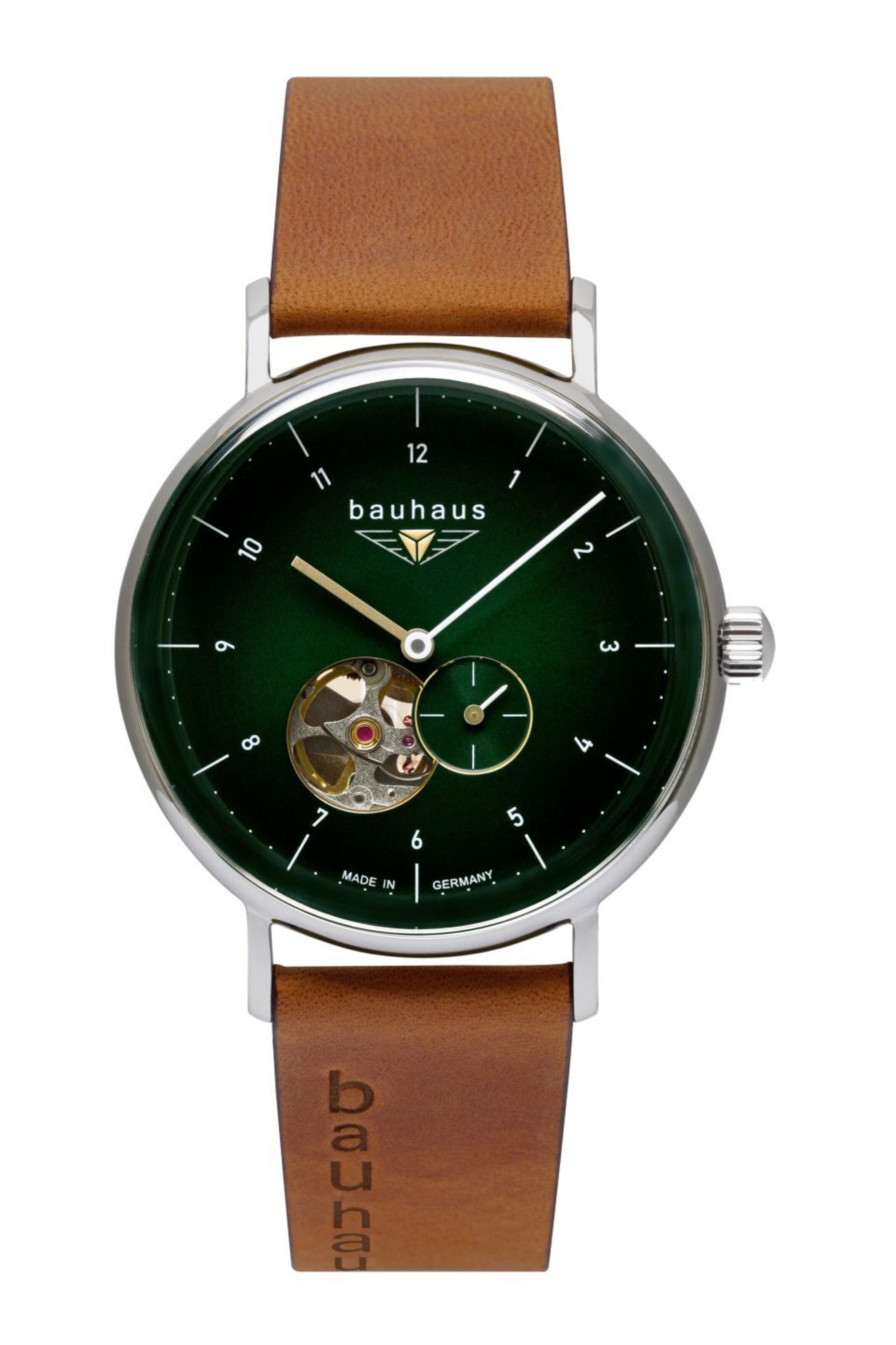 Bauhaus Uhr in Braun: Vorderseite