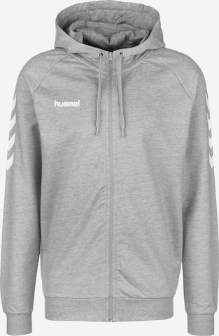 Hummel - Sudadera con cremallera deportiva en gris: frente