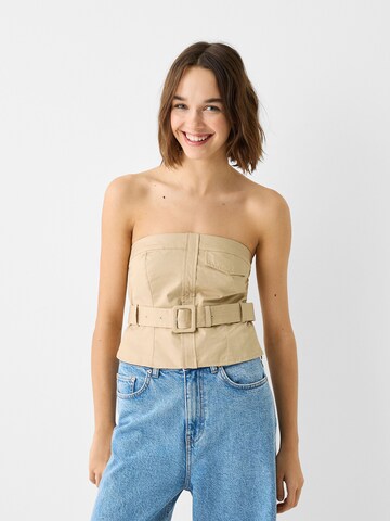 Bershka Top in Brown: front