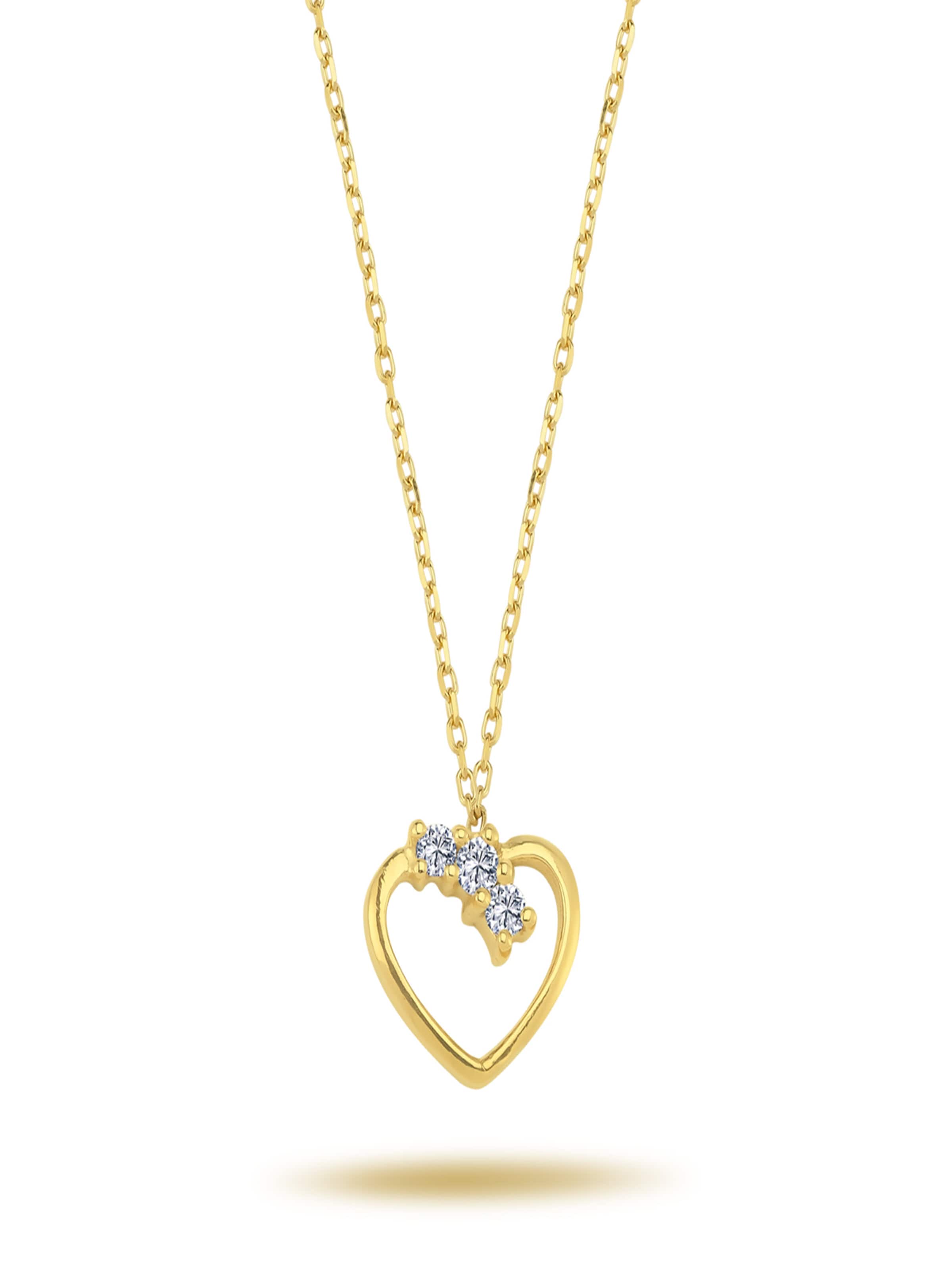 EinStein Diamant Pendant 'Halskette mit Tria-Diamant Herz Anhänger in 585er 14 Karat Gelbgold' in Gold: front