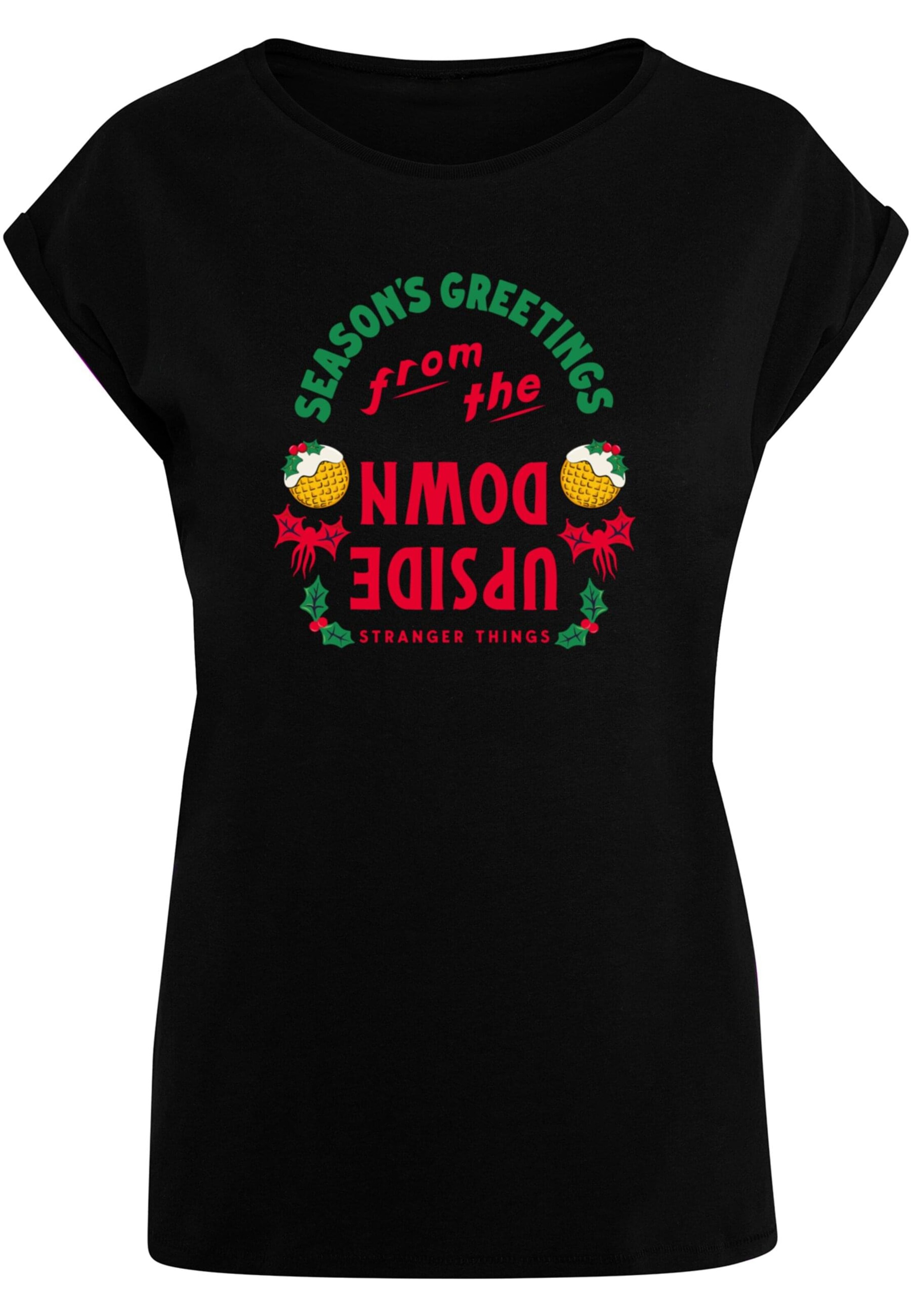 ABSOLUTE CULT T-Shirt 'Stranger Things - Upside Down Seasons Greetings' in Schwarz: Vorderseite