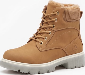 TorWeit Enkellaarsje 'Collar Lace Up Casual Ankle Boots' in Bruin: voorkant