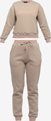 Tom Barron Trainingspak in Beige: voorkant