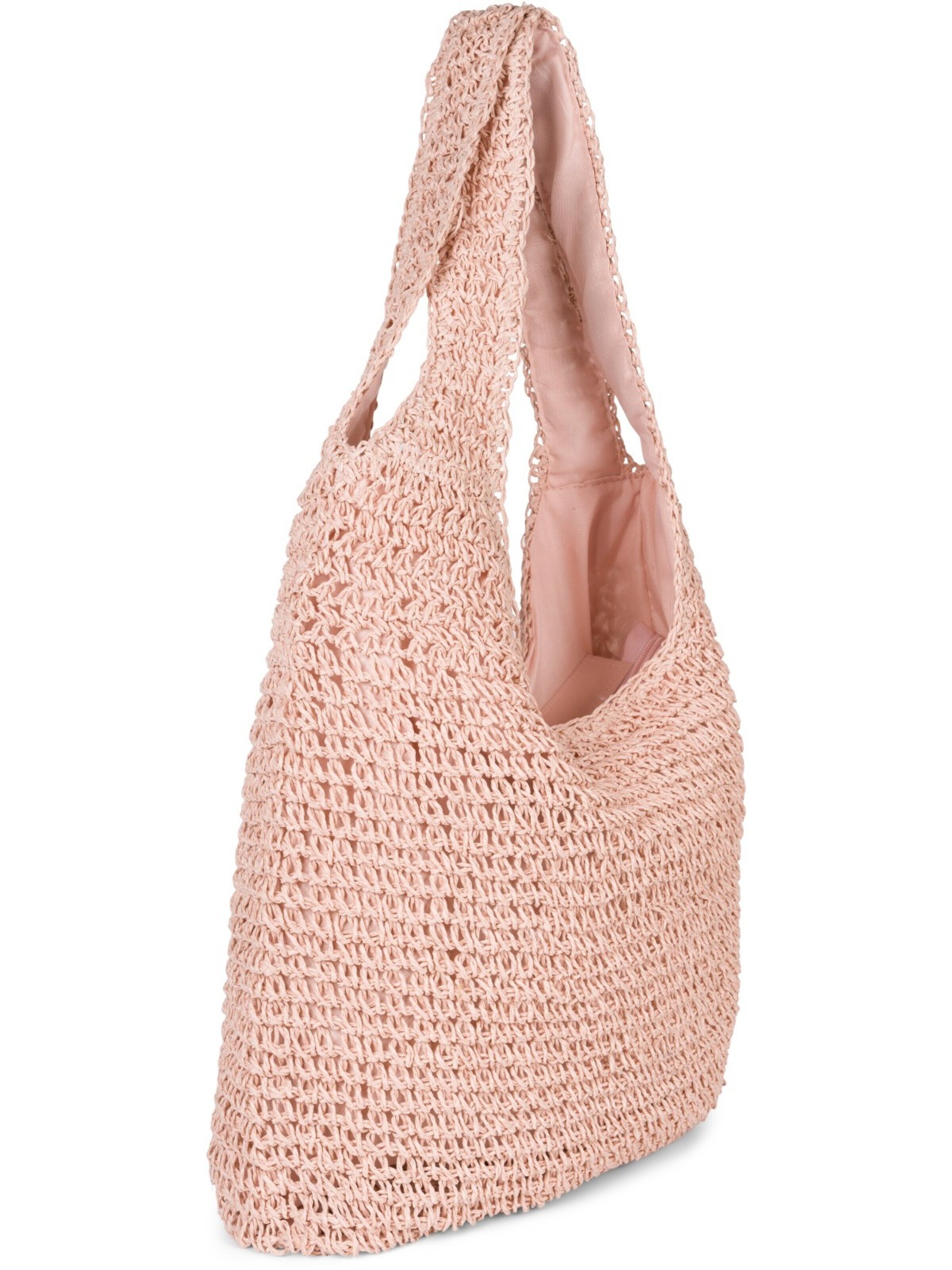 styleBREAKER Schultertasche 'Papierstroh Beuteltasche'‌‌‌ in Pink