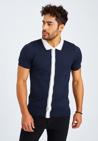 Leif Nelson Regular fit Overhemd in Blauw: voorkant