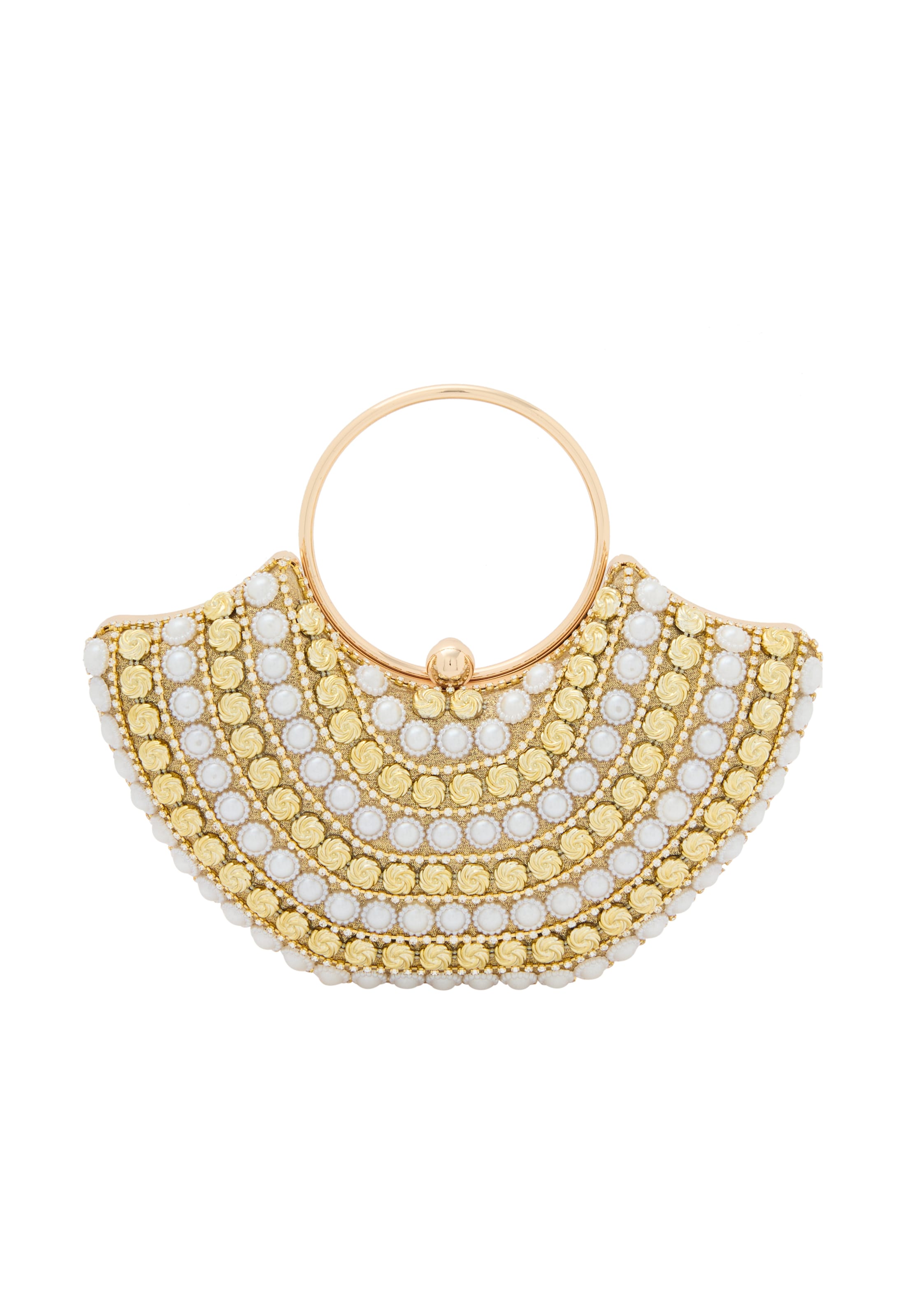 faina "Clutch" stila somiņa 'Minaudière', krāsa - bēšs / Zelts, Preces skats