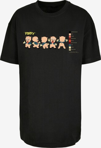 F4NT4STIC T-Shirt 'Looney Tunes Porky Pig Colour Code' in Schwarz: predná strana
