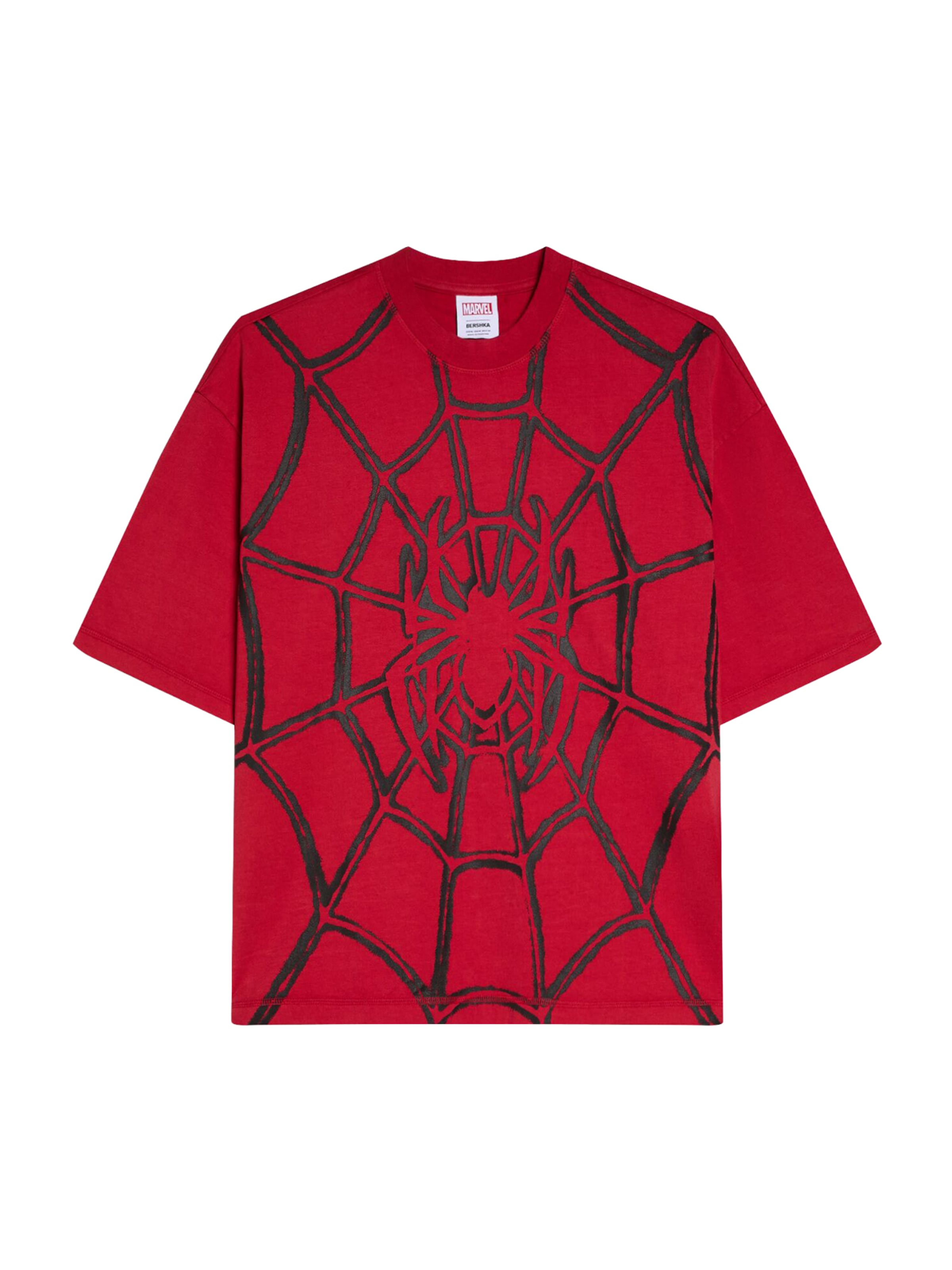Bershka Тениска 'SPIDERMAN' в червено / черно, Преглед на продукта