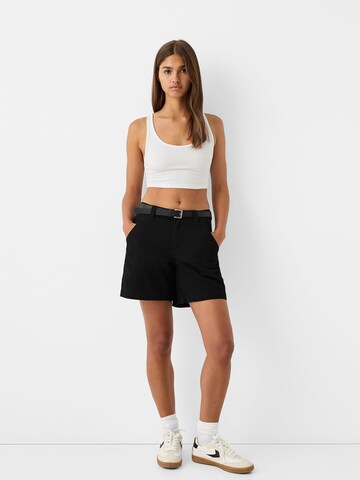 Bershka Regular Trousers in Black