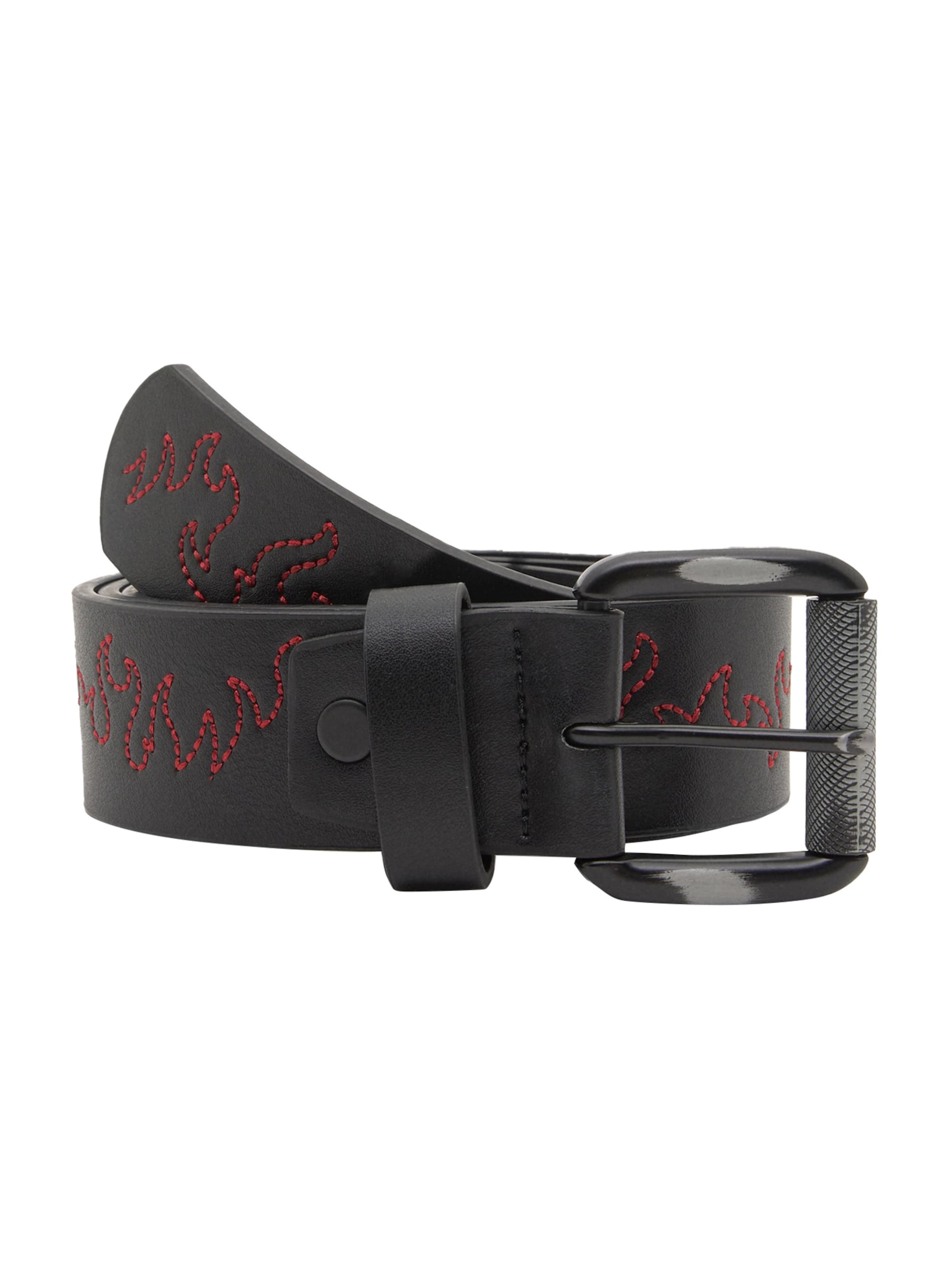 Pull&Bear Bälte 'STWD' i mörkröd / svart, Produktvy