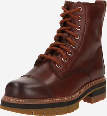 CLARKS Lace-Up Ankle Boots 'Orianna Cap' in Brown: front