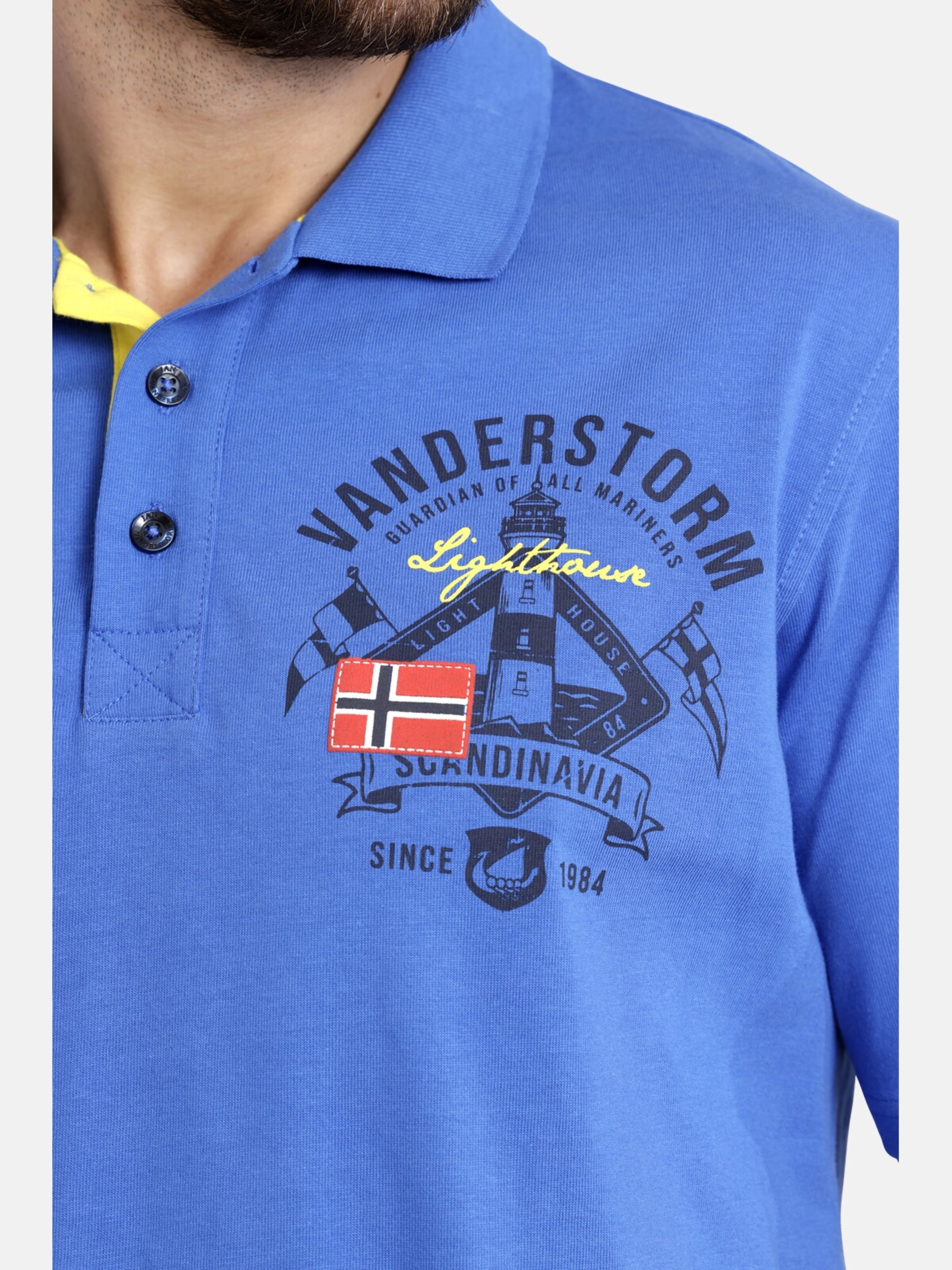 Männer Große Größen Jan Vanderstorm Poloshirt 'Age' in Blau - ZU99521