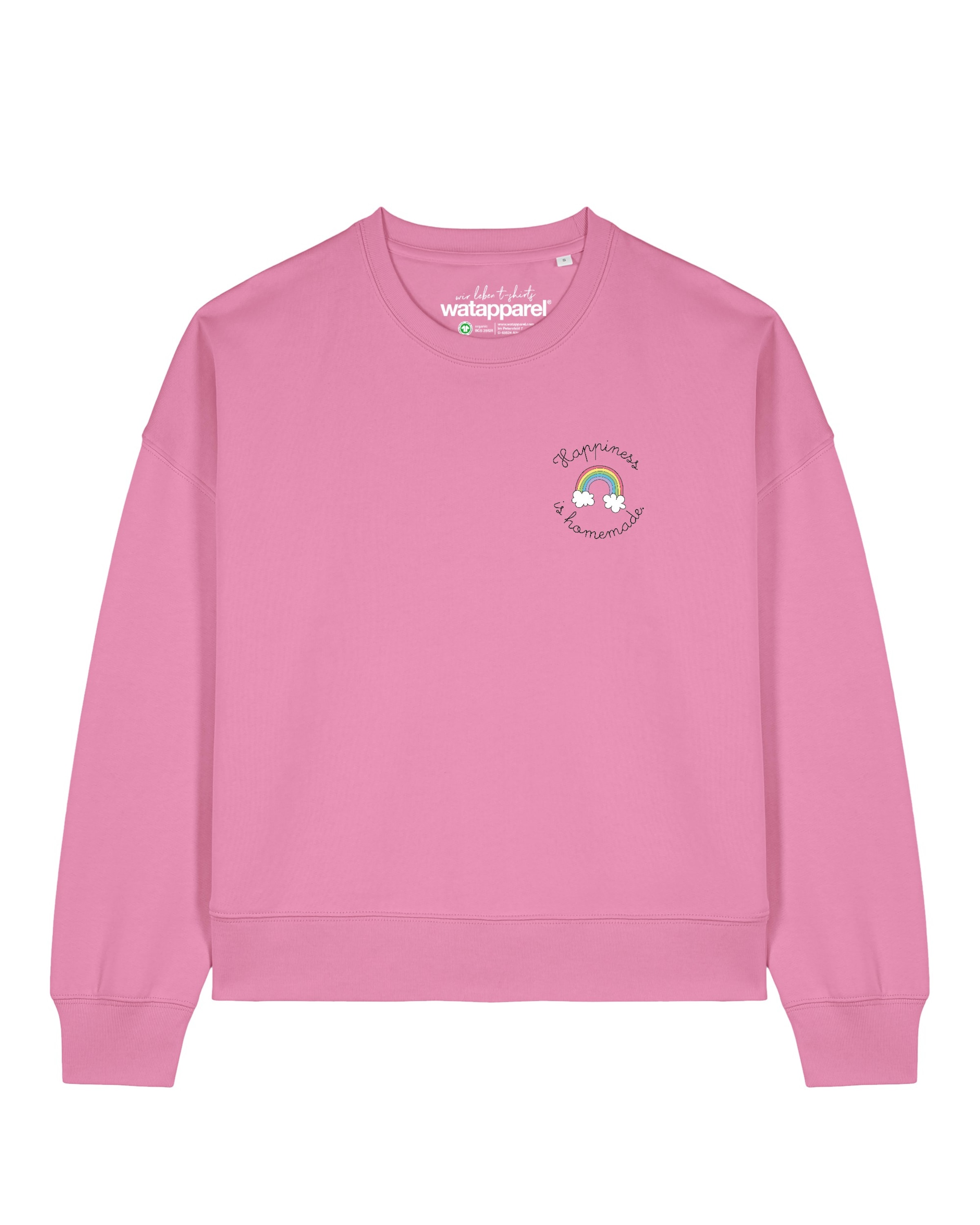 Watapparel Sweatshirt 'Happiness is homemade ' in Pink: Vorderseite