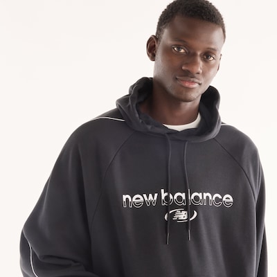 new balance Sweatshirt 'Trackside' in L in Black / White, Item view