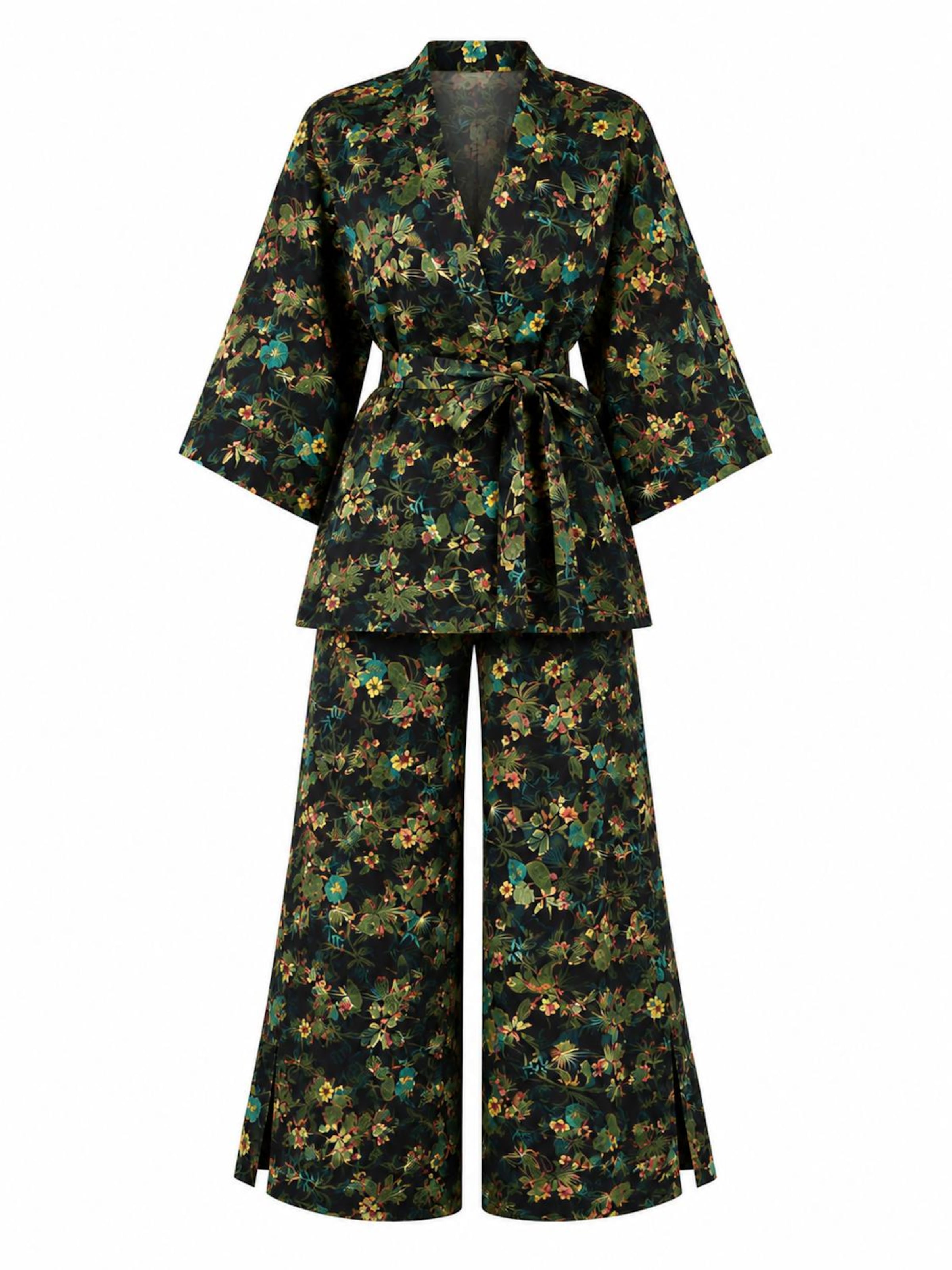 Kimono 'Jamira kimono & pants co-ord' di Hobo Sapiens in nero: frontale