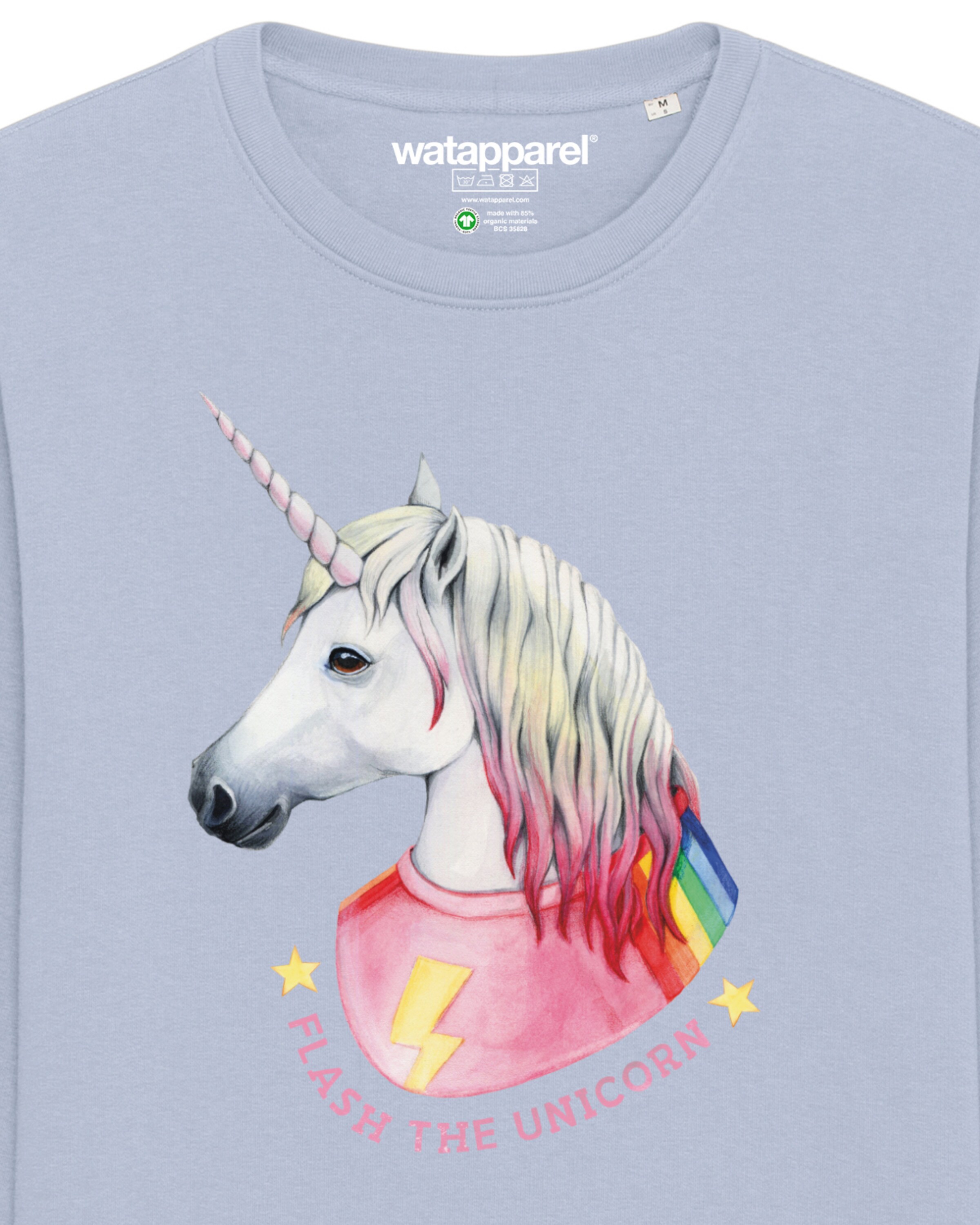 Sweat-shirt ' Flash, the unicorn ' Watapparel en bleu
