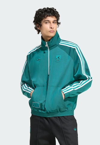 ADIDAS ORIGINALS Sports jacket 'FC Liverpool Terrace Icons' in Green: front